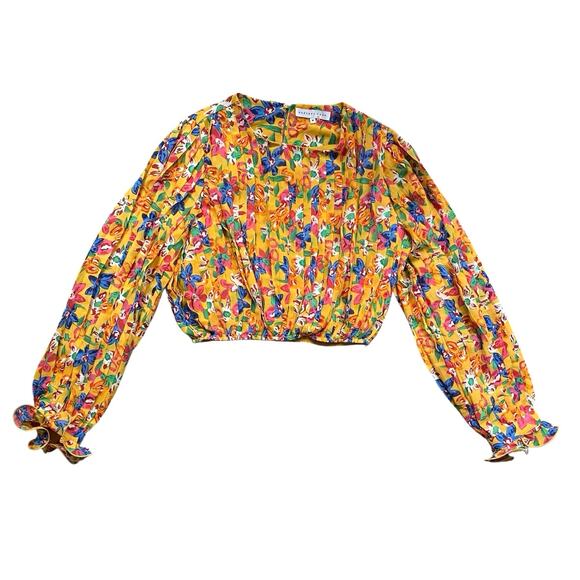 Endless Rose Floral Pleated Crop Top - M - Picture 2 of 5